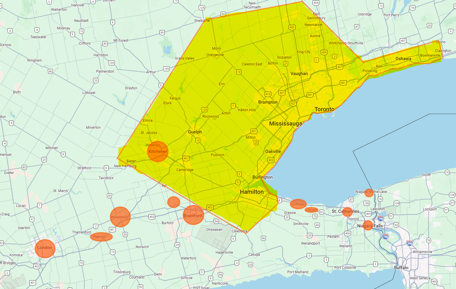 Free Delivery Area Map (Click to enlarge)